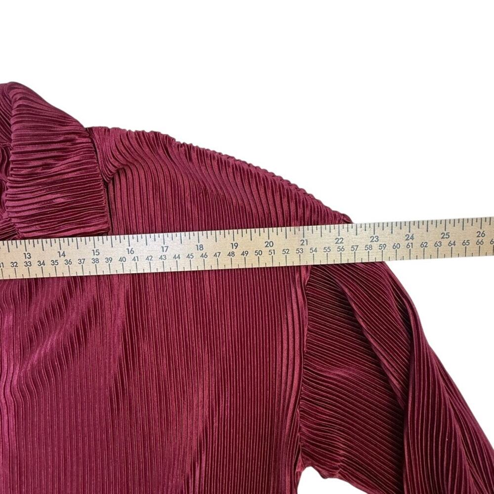 Waverles Pleated 2 Piece Set Burgundy Button Shirt Pants S Resort Lounge - Picture 7 of 16